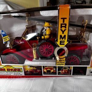 Vintage New Bright 1914 Model T Fire Truck Toy, Battery Operated